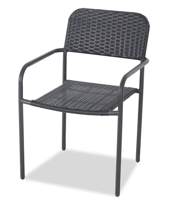Paris 3-Piece Outdoor Patio Bistro Set with 2 Chairs and Glass Top Table - Hand-Woven Resin Wicker, UV & Weather Resistant  - Black