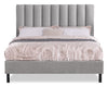 Amos Upholstered Platform Bed Base in Grey Fabric - Queen Size | Base de lit plateforme Amos rembourrée en tissu gris - format grand lit