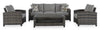 Canmore 4-Piece Outdoor Patio Set with Sofa, 2 Chairs & Coffee Table - Weather Resistant - Grey | Ensemble Canmore 4 pièces pour la terrasse à l’extérieur avec sofa, 2 fauteuils et table à café - résistant aux intempéries - gris