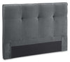 Amos Upholstered Platform Bed in Charcoal Fabric with Tufted Headboard - King Size | Lit plateforme Amos rembourré en tissu anthracite avec tête de lit capitonnée - format très grand lit