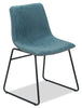 Tess Dining Chair with Leather-Look Fabric, Metal - Blue | Chaise de salle à manger Tess en tissu d’apparence cuir et en métal - bleue