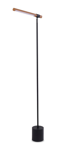 Hollar 56" Matte Black and Wood LED Floor Lamp 