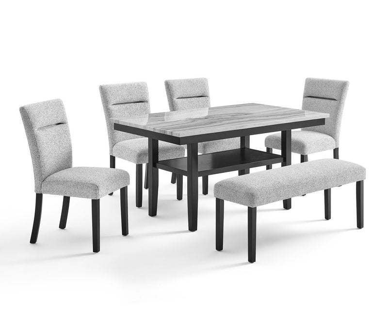Libra Dining Bench with Polyester Fabric, 48\"W - Grey
