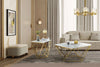 Amanda 21.5" Modern Square End Table - White Marble Top with Gold Metal Base | Table de bout carrée moderne Amanda de 21,5 po - dessus en marbre blanc avec base en métal doré
