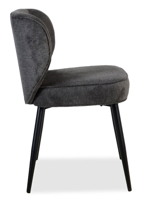 Sara Wing-Back Dining Chair with Polyester Fabric, Metal - Grey