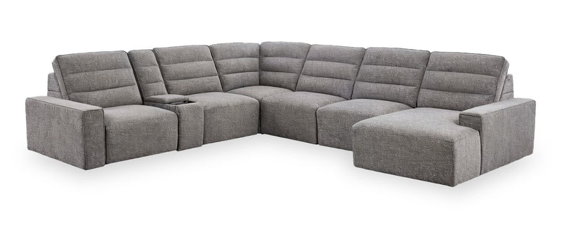 Shaquille O’Neal Home Prestige 7-Piece Right-Facing Sectional with Power Reclining and Power Sliding – Grey