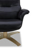 Halo Top-Grain Genuine Leather Swivel Reclining Chair with Footrest  | Fauteuil pivotant inclinable Halo en cuir véritable de qualité supérieure avec repose-pieds