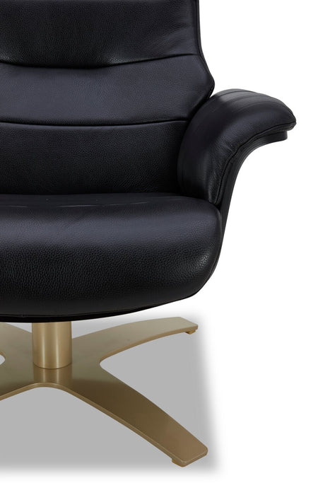Halo Top-Grain Genuine Leather Swivel Reclining Chair with Footrest 