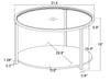 Kendal 31.5" Modern Round Glass Top Coffee Table with Casters - Black | Table à café moderne Kendal ronde de 31,5 po avec dessus en verre - noire
