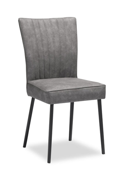 Ezra Dining Chair, Vegan Leather, Metal – Grey | Chaise de salle à manger Ezra en cuir végétalien et en métal - grise