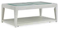 Vida 48” Solid Wood Coffee Table with Shelf and Casters - Sand