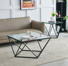 Prism 31.5" Modern Glass Top Coffee Table – Glass with Metal Base  | Table à café moderne Prism de 31,5 po avec dessus en verre - verre avec base en métal
