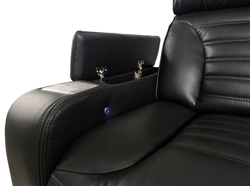 Zen 40\" Leather-Look Fabric Power Reclining Massage Chair with Power Headrest and Heated Seat - Black