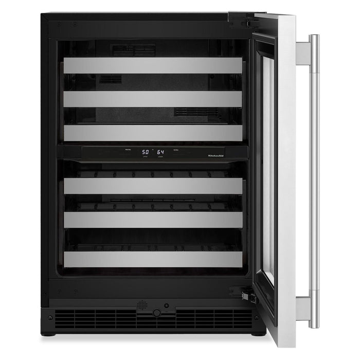 KitchenAid 24\" Undercounter Wine Cooler with Full-Extension – Stainless Steel - KUWR324SSB