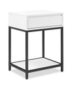 Akio Bedside 1-Drawer Nightstand with Lift-top Storage, 18\"W x 25.75\"H - White/Black