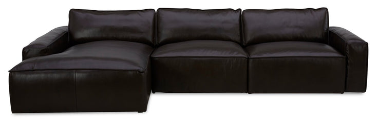 Sedona 3-Piece Genuine Leather Left-Facing Modular Sectional - Chocolate | Sofa sectionnel modulaire de gauche Sedona 3 pièces en cuir véritable - chocolat