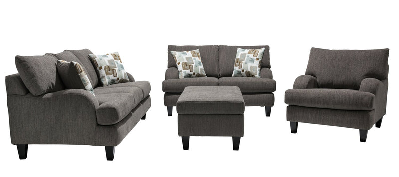 Made in Canada Nofia 44\" Chenille Fabric Storage Ottoman with Wood Legs - Charcoal Grey