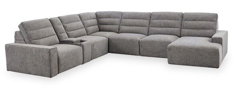 Shaquille O’Neal Home Prestige 7-Piece Right-Facing Sectional with Power Reclining and Power Sliding – Grey