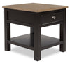Wells 24" Solid Wood End Table with Storage and Shelf - Two Tone Brown | Table de bout Wells de 24 po en bois massif avec rangement et tablette - deux teintes de brun
