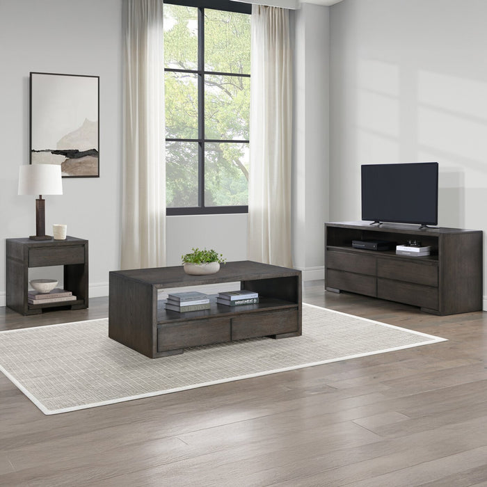 Zelda 48\" Coffee Table with Storage and Shelf – Warm Mocha
