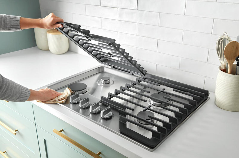 Whirlpool 36\" Gas Cooktop with Fifth Burner and EZ-2-Lift™ Hinged Cast-Iron Grates - WCGK5036PS