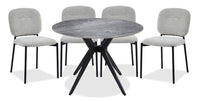Luka 5pc Dining Set with Table & 4 Chairs, Sintered Stone Top, Metal, 43.5