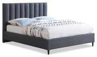 Kort & Co. Rain Upholstered Platform Bed in Charcoal Fabric, Tufted - King Size 
