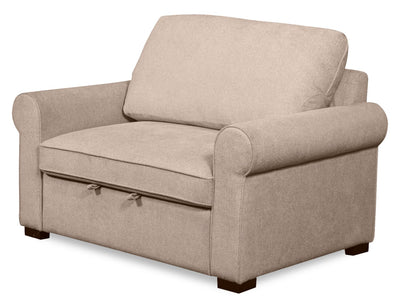 Scott Living Haven 55" Chenille Fabric Sleeper Chair with Wood Legs - Taupe | Fauteuil-lit convertible Haven de Scott Living de 55 po en tissu de chenille avec pattes en bois - taupe