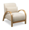 Loft 27.55" Boucle Fabric Accent Chair with Accent Pillow and Wood Armrests and Legs - White | Fauteuil d’appoint Loft de 27,55 po en tissu bouclé avec coussin décoratif, accoudoirs et pattes en bois - blanc