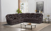 Leo 6-Piece Genuine Leather Power Reclining Sectional with Storage Console and Dual Cupholders - Walnut Brown | Sofa sectionnel à inclinaison électrique Leo 6 pièces en cuir véritable avec console de rangement et 2 porte-gobelets - brun noyer