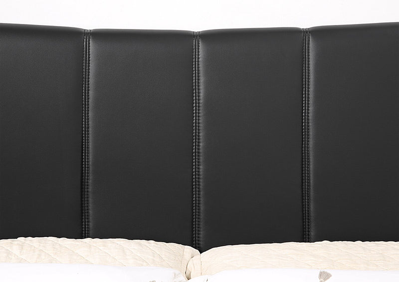 Paseo Platform Bed in Black Vegan-Leather Fabric - Full Size