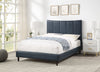 Paseo Platform Bed in Navy Vegan-Leather Fabric - Full Size | Lit plateforme rembourré Paseo en tissu de cuir végétalien bleu marine - format lit double