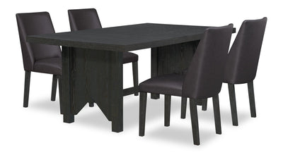 Emery 5pc Dining Set with Table & 4 Chairs, Wood, 72-96"W Extension - Black & Brown | Ensemble de salle à manger Emery 5 pièces en bois avec table, rallonge, 72 po à 96 po (L) et 4 chaises - noir et brun