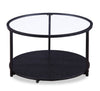 Kendal 31.5" Modern Round Glass Top Coffee Table with Casters - Black | Table à café moderne Kendal ronde de 31,5 po avec dessus en verre - noire