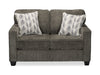 Made in Canada Lennox 57" Chenille Fabric Loveseat with Reversible Cushions and Accent Pillows - Grey | Causeuse Lennox de 57 po fabriquée au Canada en tissu de chenille avec coussins réversibles et coussins décoratifs - grise