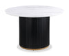 Kort & Co. Capri Round Dining Table with Marble-Look Top & Gold Accent, 47"W Round - Black & White