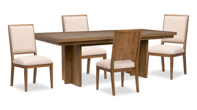 Scott Living Henri 5pc Dining Set with Table & Chairs, 66-84"W Extension, Wood - Brown & Cream | Ensemble de salle à manger Henri de Scott Living 5 pièces en bois avec table, rallonge de 66 po à 84 po (L) et chaises - brun et crème