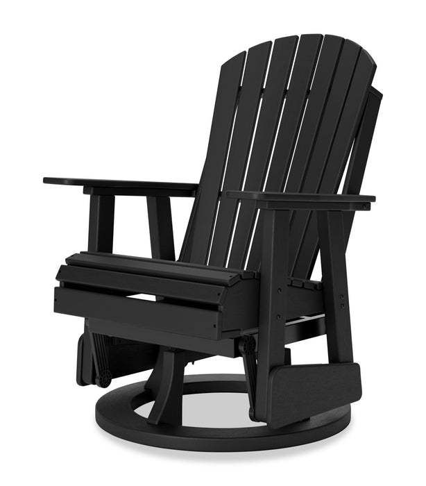 Lake Outdoor Patio Glider Swivel Chair - High Density Plastic, Weather Resistant – Black