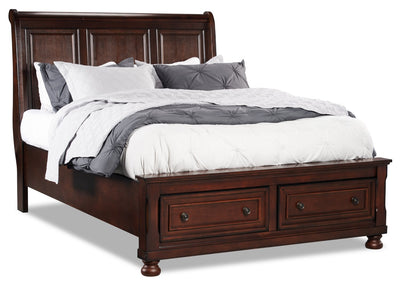 Chelsea Platform Storage Bed with Headboard & Frame, Cherry Brown - King Size | Lit plateforme de rangement Chelsea avec tête de lit et cadre de lit, brun cerisier - format très grand lit