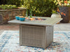 Muskoka Outdoor Patio Fire Pit Table - 50,000 BTU, Resin Wicker, Metal - Beige | Foyer-table Muskoka pour la terrasse à l’extérieur - 50 000 BTU, osier en résine, métal - beige
