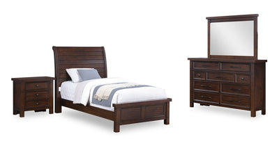 Sonoma 6pc Bedroom Set with Bed, Dresser, Mirror & Nightstand, Mango Brown - Twin Size | Ensemble de chambre à coucher Sonoma 6 pièces avec lit, commode, miroir et table de nuit, brun manguier - format lit simple