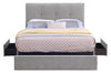 Amos Upholstered Storage Bed in Grey Fabric with Tufted Headboard & 3 Built-in Drawers - Full Size | Lit de rangement Amos rembourré en tissu gris avec tête de lit capitonnée et 3 tiroirs intégrés - format lit double