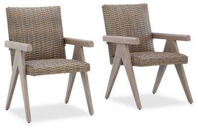Muskoka Outdoor Patio Set of 2 Chairs - Resin Wicker, UV & Weather Resistant - Beige | Ensemble de 2 chaises Muskoka pour la terrasse à l’extérieur - osier en résine, résistant aux rayons UV et aux intempéries - beige
