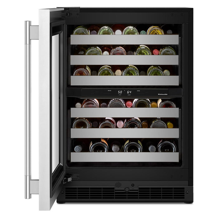 KitchenAid 24\" Undercounter Wine Cooler with Full-Extension – Stainless Steel - KUWR324SSB