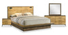 Silas 6pc Bedroom Set with Platform Bed, Dresser, Mirror & Nightstand, LED, Rustic Brown - Queen Size | Ensemble de chambre à coucher Silas 6 pièces brun rustique avec lit plateforme, commode, miroir, table de nuit et éclairage à DEL - format grand lit