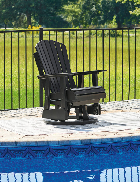 Lake Outdoor Patio Glider Swivel Chair - High Density Plastic, Weather Resistant – Black