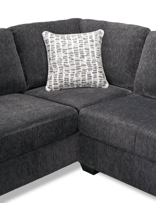 Made in Canada Morgan 3-Piece Left-Facing Chenille Fabric Sectional with Sofa and Accent Pillows - Grey