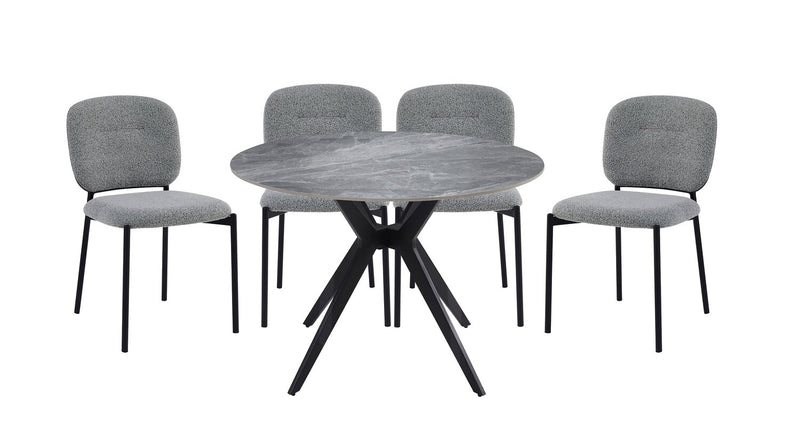 Luka Dining Chair with Boucle Fabric, Metal - Grey
