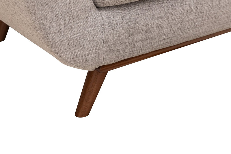 Kort & Co. Freeman 88\" Linen-Look Fabric Sofa with Wood Base and Tufted Back Cushions - Dove White