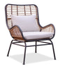 Maki Outdoor Patio Chair - Hand-Woven Resin Wicker, UV & Weather Resistant - Natural | Fauteuil Maki pour la terrasse à l’extérieur - osier en résine tressé à la main, résistant aux rayons UV et aux intempéries - naturelle